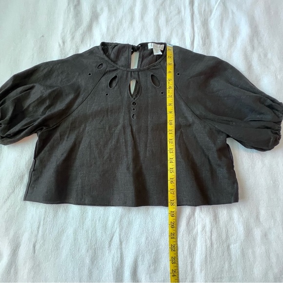 House of Harlow 1960 Revolve black linen blend cut out top puff sleeve womens XS - Picture 7 of 11